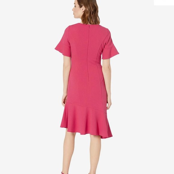 Adrianna Papell Women's Knit Crepe Ruffle Midi Dress - Picture 2 of 6